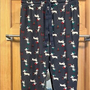 Festive  Santa Dog Print Woman’s Pajama Pants Sz M